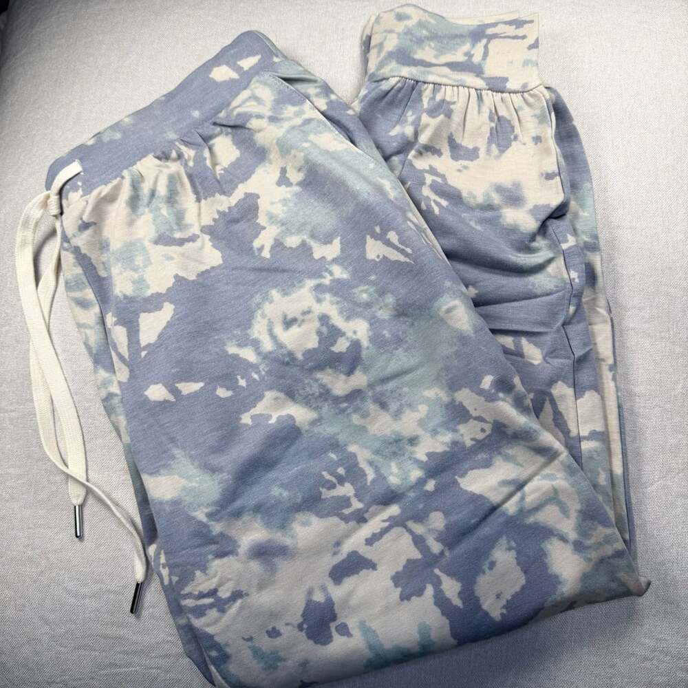 NWT Buckle Tie-Dye Drawstring Jogger Sweatpants Sage Blue Size S